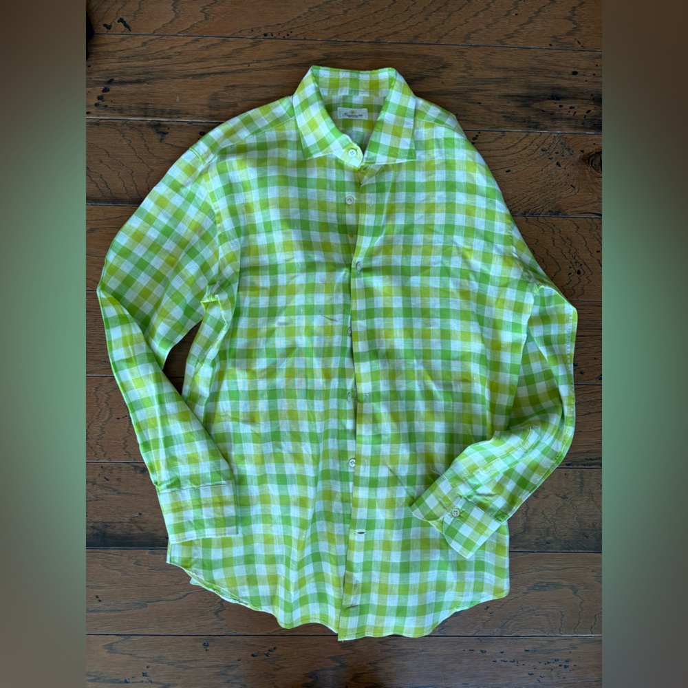 Gingham checked linen shirt 
Giannetto Portofino
Beautiful crisp linen